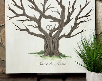 Personalized Family Tree Wedding Guest Book Alternative | Thumbprint Canvas