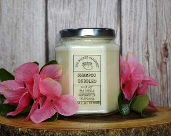 Shampoo Bubbles Candle ∣ Hand Poured Soy Wax ∣ Gift ∣ Fruity and Floral Aroma ∣ Sweet ∣ Bath