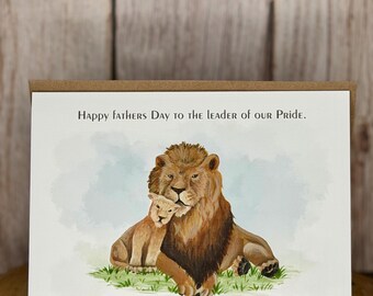 Lion Pride Greeting Card - Linen Paper, Blank Inside, Fathers Day, Custom Art