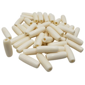 Chunky Buffalo Bone Beads Hair Pipe Genuine Water Buffalo Bone Tube Beads | 1 Inch Long | 50Pcs