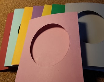5 Handmade trifold oval aperture cards