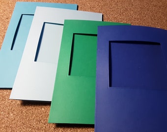 5 handmade trifold square aperture cards