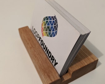 Tasmanian Oak Wooden Business Card Holder Stand