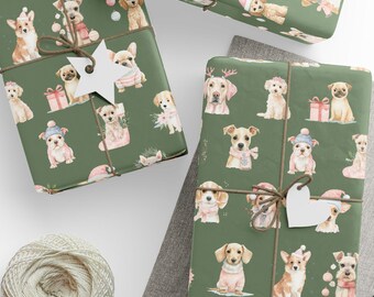Cute Dog Christmas Gift Wrapping Paper Rolls Christmas Gift Wrap With Dogs Holiday Gift Wrap for Dog Lover Wrapping Paper Christmas Dog Gift