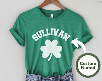 Personalized Last Name St Patrick's Day Shirt Custom Shamrock Irish Drinking Shirt Parade Shirt Vintage Pub Crawl Lucky St. Patty Day Unisex