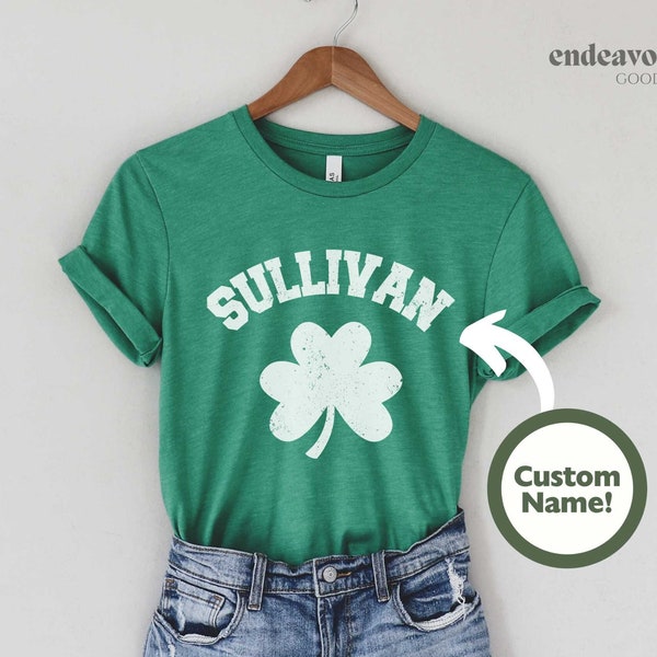 Personalized Last Name St Patrick's Day Shirt Custom Shamrock Irish Drinking Shirt Parade Shirt Vintage Pub Crawl Lucky St. Patty Day Unisex