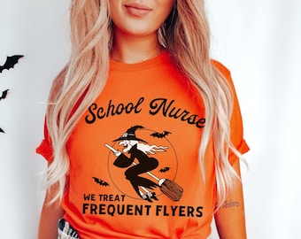 School Nurse Halloween Shirt Halloween School Nurse T-Shirt Nurse Fall Shirt Funny School Nurse Shirt Frequent Fliers Halloween School Nurse