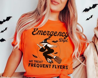 ER Nurse Halloween Shirt Halloween Nurse T-Shirt Nurse Fall Shirt, Emergency Room Dept Department Rn Nurse Tee Frequent Fliers Funny Nurse
