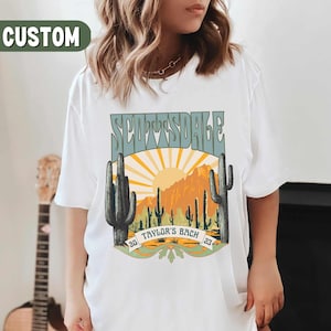 Retro Scottsdale Bachelorette Party Shirts Custom Vintage Bride Name Bachelorette Shirts 70s Hippie Desert Before the Veil Bridal Party Gift
