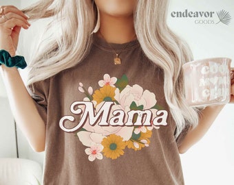 Floral Mama Shirt Retro Mama Shirt Mothers Day Gift Mom Life Shirt Comfort Colors Shirt Mom Tshirt Gift for Mom Mother to be Cute Mama Shirt
