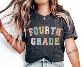 Fourth Grade Teacher Shirts 4th grade Teacher Tee Elementary Back To School Retro Fourth Grade Teaching Team Grade Level Appreciation Gift