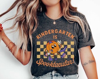 Teacher Halloween Shirt Kindergarten Teacher Shirt Retro Teacher Elementary Halloween Party Funny Fall Shirt Kindergarten halloween Shirt