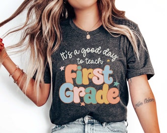 First Grade Teacher Shirts 1st grade Teacher Tee Elementary Back To School Retro First Grade Teaching Team Grade Level Appreciation Gift