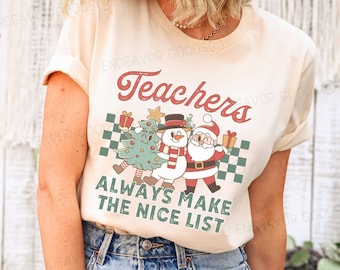 Teacher Christmas Shirt Christmas Teacher Shirt Retro Santa Teacher Tshirt Teacher Clothes Teaching Team Shirt Holiday Apparel Party Shirt
