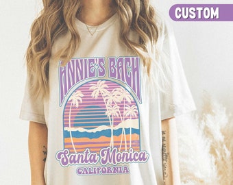 Beach Bachelorette Party Shirts Custom Personalized Retro Beach Graphic Tee Beach Bachelorette Shirt Girls Trip Vacation California Florida