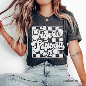 Custom Softball Shirt for Mom Softball Mom Shirt for Softball Game Day T Shirt Personalized Softball Tee Softball T-Shirt Team Name Retro