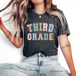 Third Grade Teacher Shirts 3rd grade Teacher Tee Elementary Back To School Retro Third Grade Teaching Team Grade Level Appreciation Gift