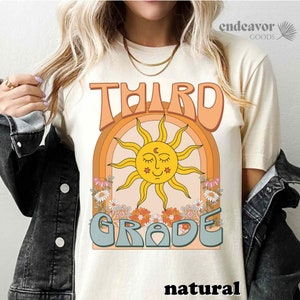 Retro Third Grade Teacher Shirts 3rd grade Teacher Tee Elementary Back To School Hippie Groovy Third Grade Teaching Team Appreciation Gift