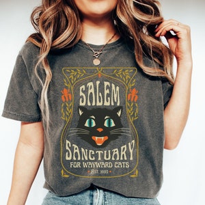 Retro Halloween Shirt, Vintage Cat Halloween, Cat Lover Tee, Witch Shirt, Fall Shirt, Spooky Season, Comfort Colors, Oversized Shirt