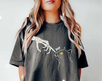 Cat Halloween Shirt Comfort Colors Halloween Shirt Skeleton Cat Lover Shirt Funny Cat Shirt Cute Cat Shirt Cat Lover Gift Goth Boop Cat Tee