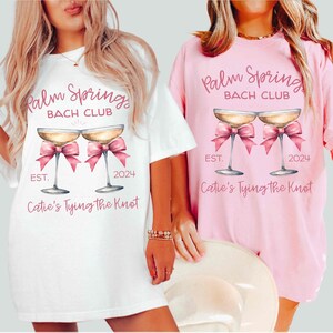 Custom Location Coquette Pink Bow Bachelorette Party Shirts Custom Bride Shirt Bachelorette Shirts Girly Aesthetic Wedding Bridal Party Gift