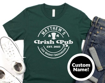 Custom Name Irish Pub Shirt, Retro St Patricks Day Shirt, Birthday Gift, Personalized Irish Shirt, Irish Gifts, Funny Drinking Shirts Lucky
