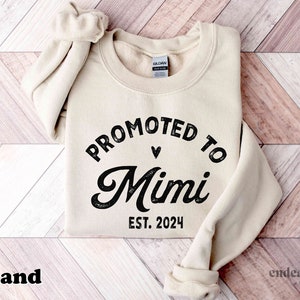 Promoted to Mimi Sweatshirt New Grandma Shirt Mimi Established 2023 2024 Gender Reveal Shirt Maternity Shirt Pregnancy Reveal Gift for Mimi