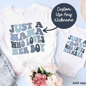 Grandma and Grandson matching shirts Mother's Day Gift Grandma and Me Shirt Nana Mimi Lovey Grammy Lolli Lolly Custom Name Baby Boy Toddler