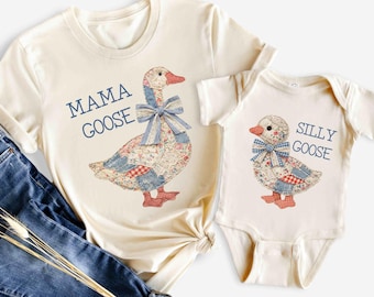 Mama Goose Silly Goose Matching Shirts Mommy and Me Outfits Mother's Day Tops