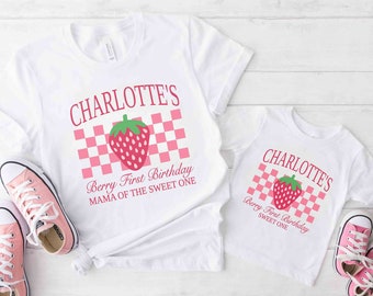 Berry First Birthday Matching Family Shirts Sweet One Birthday Shirt Mommy and Me 1st Birthday Berry Themed Birthday Strawberry Birthday Tee