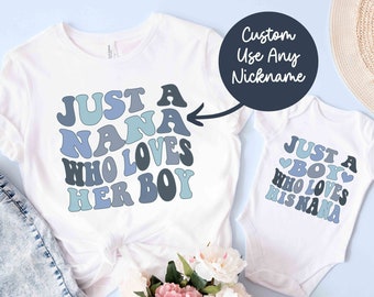 Grandma and Grandson matching shirts Mother's Day Gift Grandma and Me Shirt Nana Mimi Lovey Grammy Lolli Lolly Custom Name Baby Boy Toddler