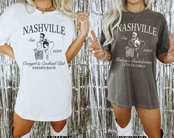 Nashville Bachelorette Shirts Custom Bachelorette Merch Cowgirl Bachelorette Party Shirts Social Cocktail Club Personalized Comfort Colors