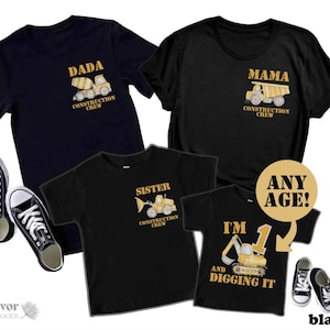 Construction Birthday Shirts Construction theme birthday One and Digging It birthday party matching family shirts boy first birthday outfit image 1