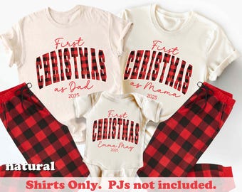 First Christmas as Mom Dad and Mini. Matching Christmas new Family Outfit, New Parents gift, New Daddy Mommy and Baby sweatshirt GG - R/B
