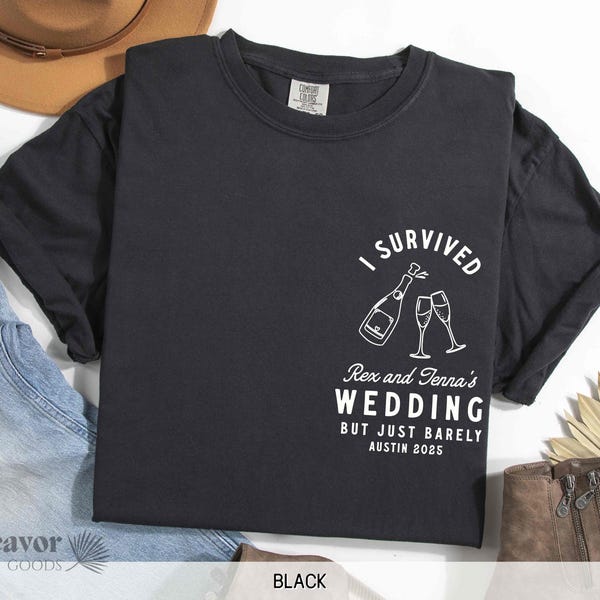 Custom I Survived Wedding Shirt Cocktail Wedding Tshirt Toss Wedding Merch Bridal Party Gift Funny Wedding Shirt Custom Wedding Toss Shirts