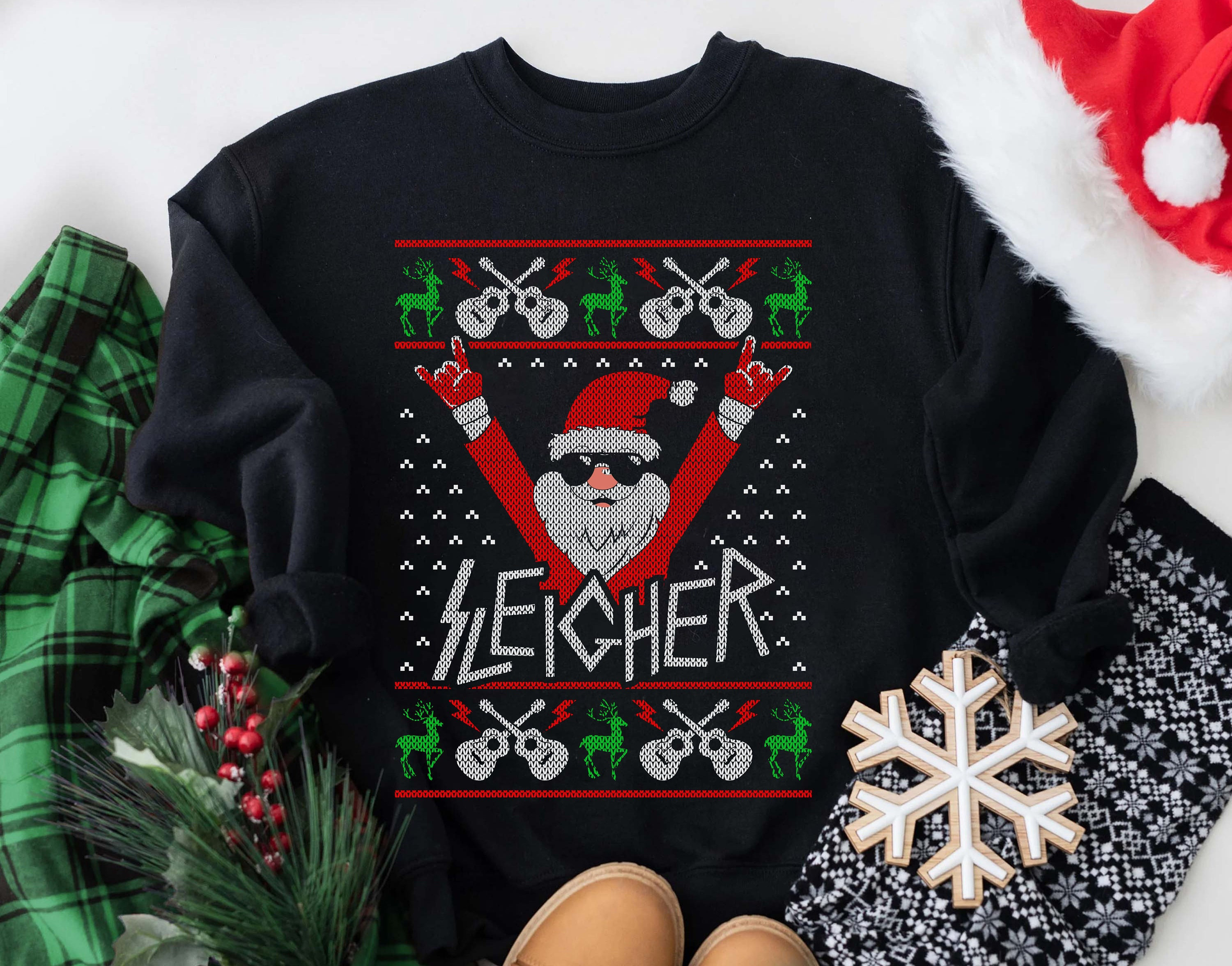 Funny Ugly Christmas Sweater Sleigher Santa Christmas picture