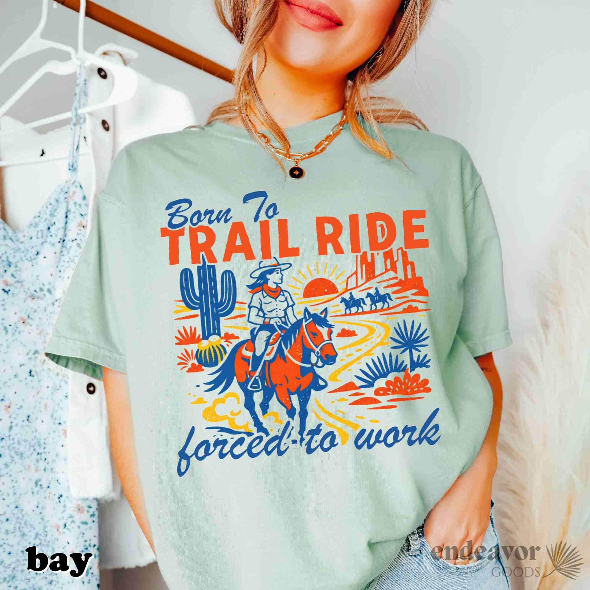 Born to Trail Ride Shirt Funny Horse T-shirt Equestrian Tee Cowgirl ...