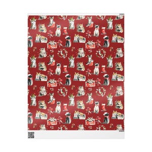 Cute Cat Christmas Gift Wrapping Paper Rolls Christmas Gift Wrap With Kittens Holiday Gift Wrap for Cat Lover Wrapping Paper Christmas Cat image 7