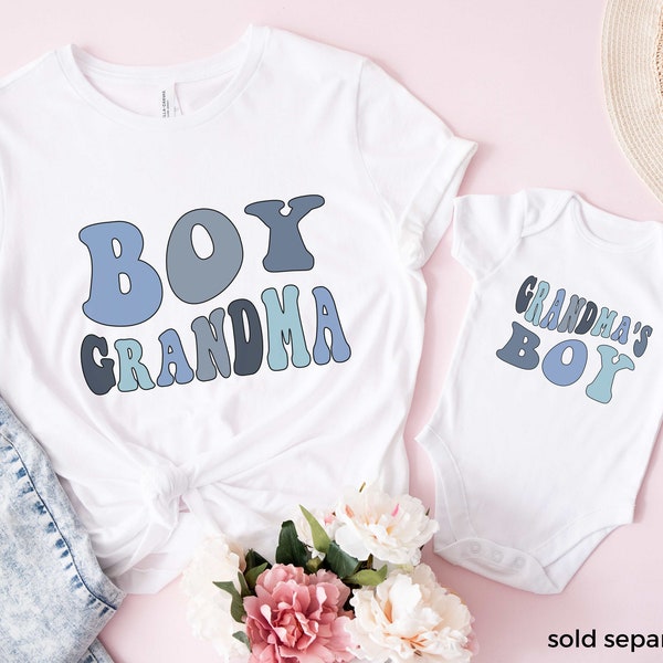 Boy Grandma Grandma's Boy Matching Shirts Retro Tshirt Grandma and Me Boy Grandson Cute Matching Shirt Set Mothers Day Gift Pregnancy Reveal