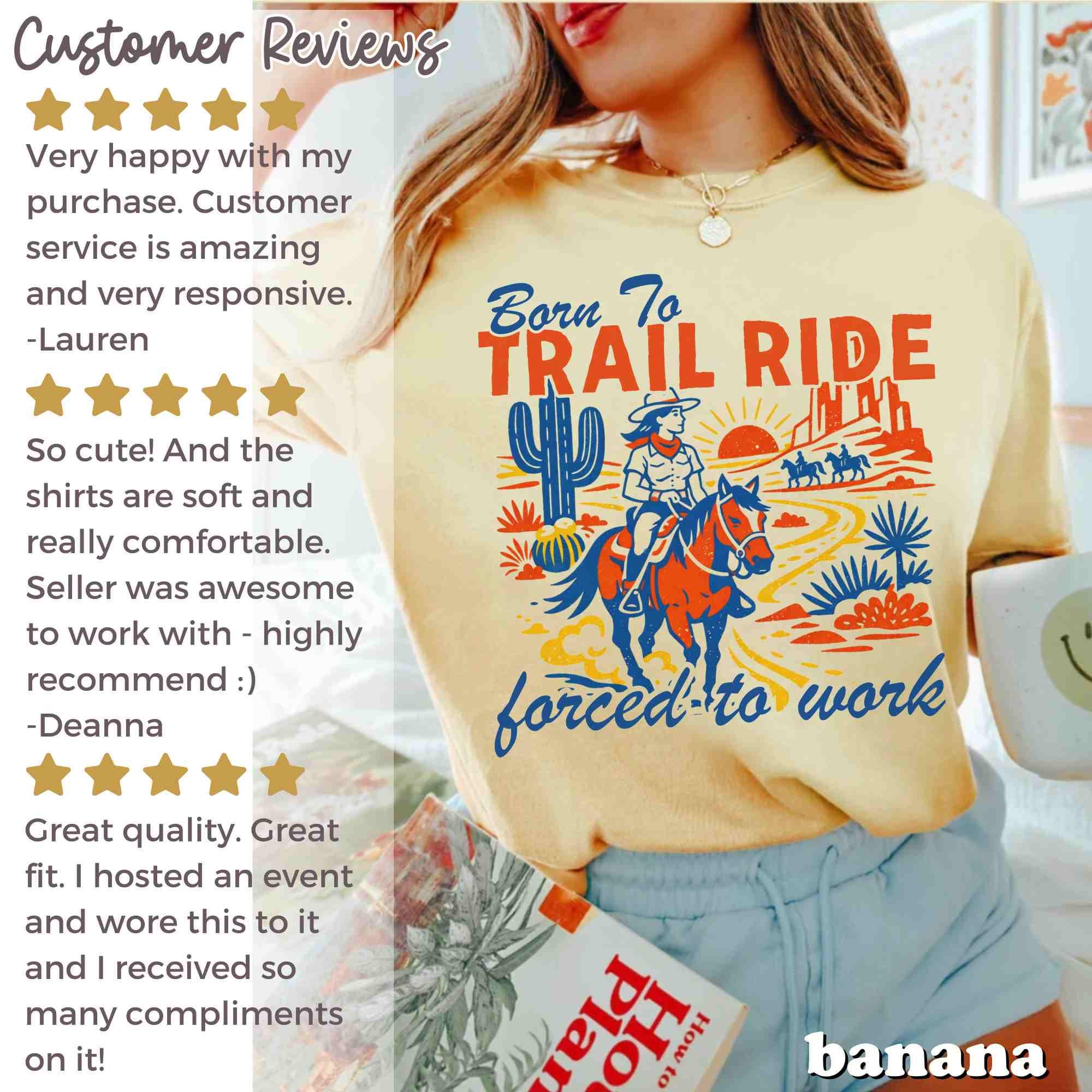 Born to Trail Ride Shirt Funny Horse T-shirt Equestrian Tee Cowgirl ...