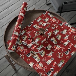 Cute Cat Christmas Gift Wrapping Paper Rolls Christmas Gift Wrap With Kittens Holiday Gift Wrap for Cat Lover Wrapping Paper Christmas Cat image 6