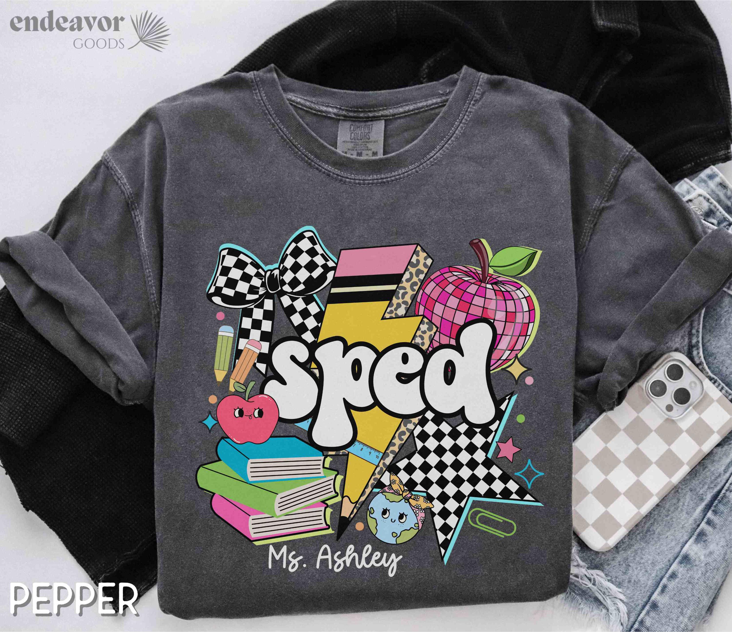 Comfort Colors Teacher Shirt Sped Teacher Personalized Teacher Shirt Custom Name Special Education Teacher Gift Back to School SPED Team
