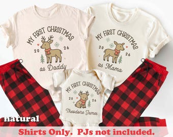 Baby's First Christmas Shirt Matching Family Shirts First Christmas as Mommy Daddy Mom Dad Mama First Christmas 2026 Shirt New Baby Gift