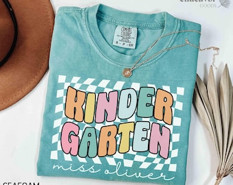 Comfort Colors Teacher Shirt Kindergarten Teacher Personalized Teacher Shirt Custom Name Grade Level Teacher Gift Back to School Kindergarte