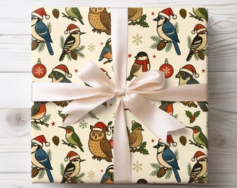 Wild Bird Christmas Gift Wrapping Paper Rolls Christmas Gift Wrap With Birds Holiday Gift Wrap for Bird Lover Wrapping Paper Christmas BIrds