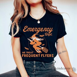ER Nurse Halloween Shirt Halloween Nurse T-Shirt Nurse Fall Shirt, Emergency Room Dept Department Rn Nurse Tee Frequent Fliers Funny Nurse
