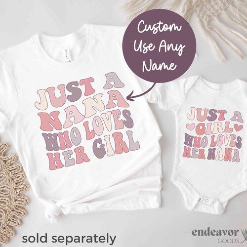 Camisetas a juego para abuela y nieta, regalo del Día de la Madre, camiseta para abuela y yo, Nana, Mimi, Lovey, Grammy, Lolli, Lolly, nombre personalizado, niña