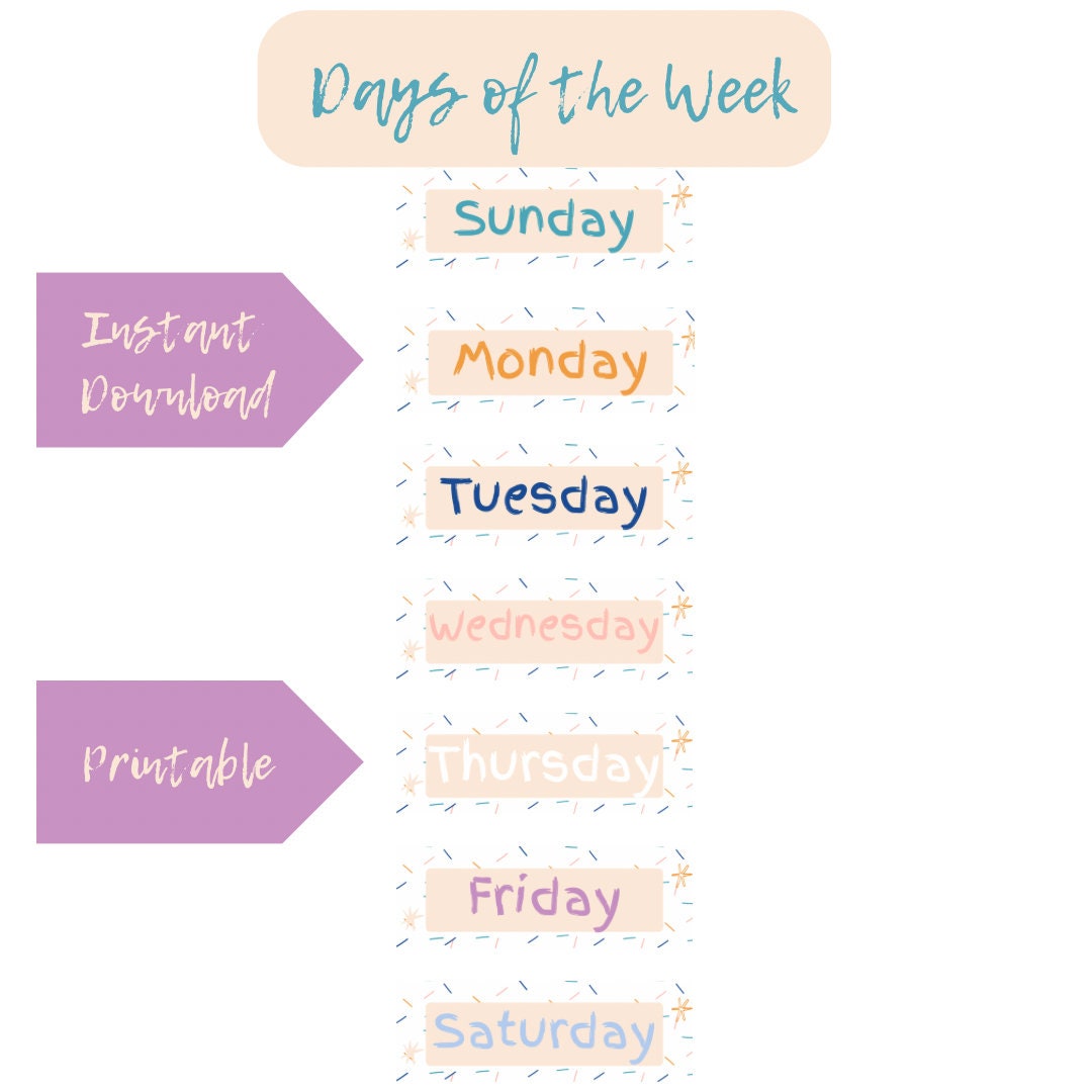 Days of the Week Signs, Classroom Design, Schoolroom Decor, Back to ...