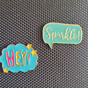 Thought bubbles &#39;Hey&#39; &#39;Sparkle&#39; Cover Minders or Refrigerator Magnets
