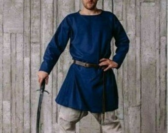 Medieval Tunic Reenactment Theater Blue Color Good Look Nice Style